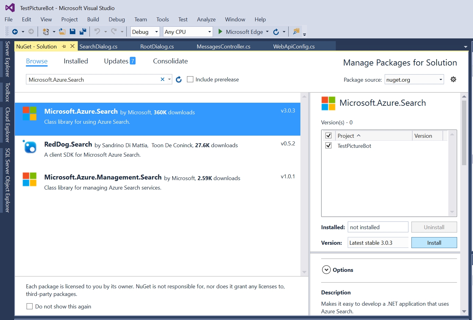 Azure Search NuGet